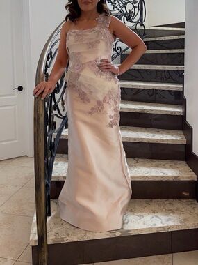 Terani Couture Blush Pink One-Shoulder Appliqué Gown